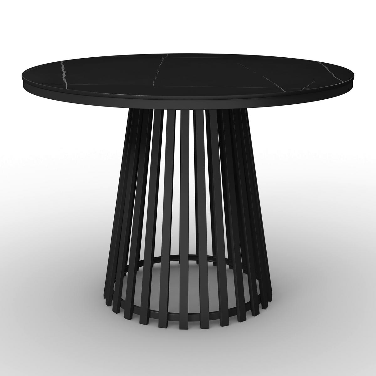 Esstisch rund Pela Schwarz MDF Ø ca. 110 cm - Schwarz, MODERN, Holzwerkstoff/Stein (110/75cm) - Bessagi Home