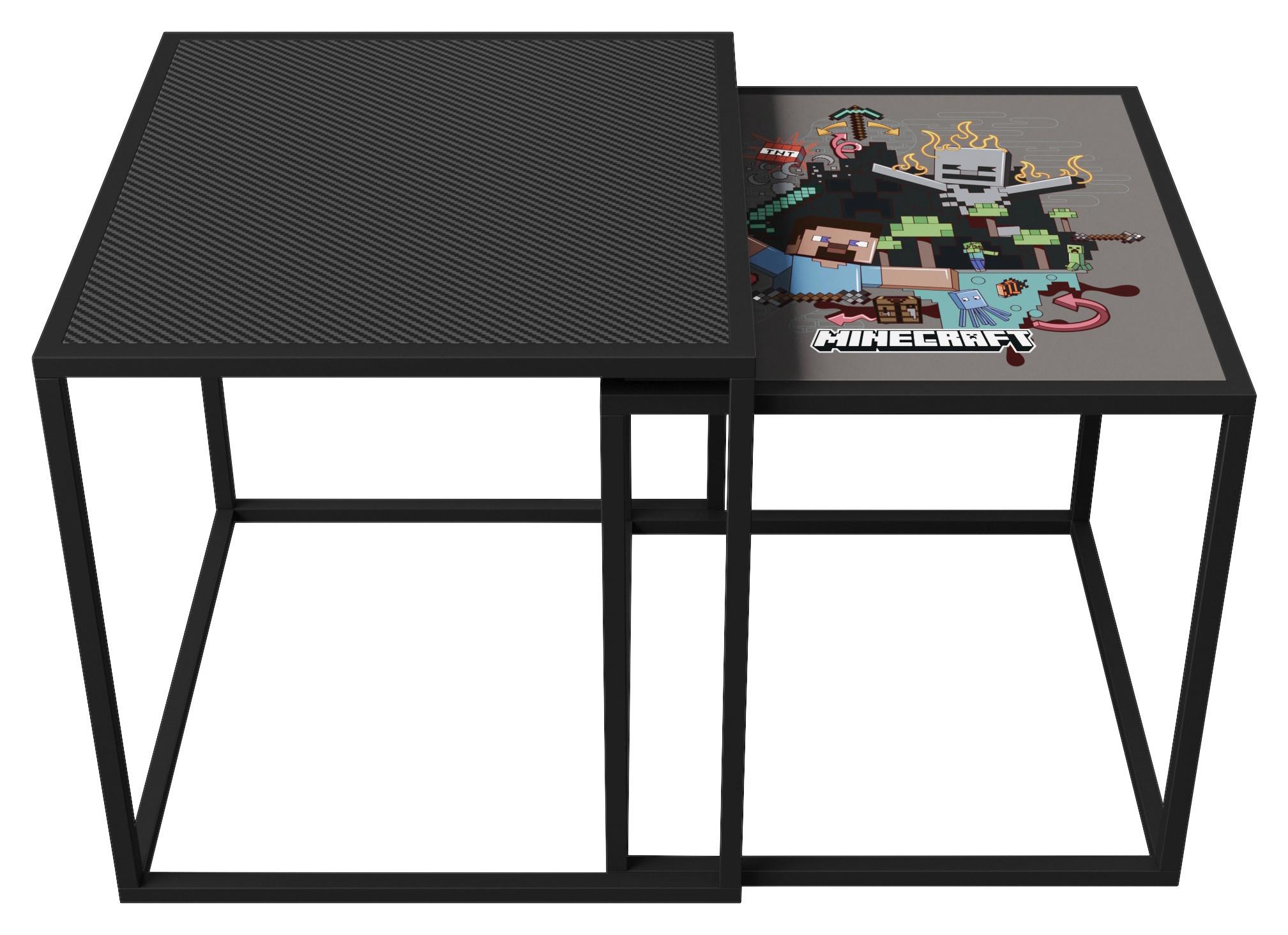 Beistelltisch-Set Minecraft 2er-Set Schwarz - Schwarz, MODERN, Holzwerkstoff/Metall (45/48/45cm) - Minecraft