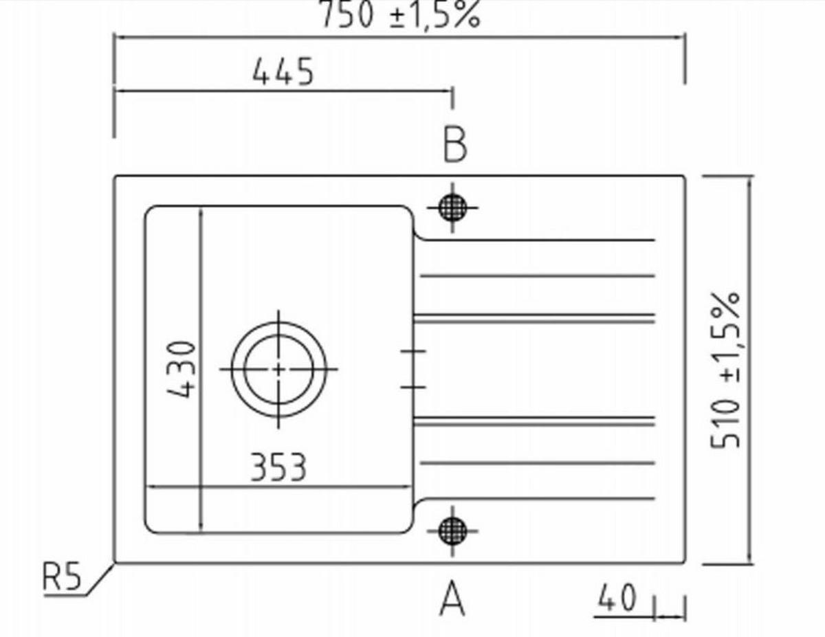 Einbauspüle Genea 75 in Alufarben - Alufarben, MODERN, Keramik (75/51cm) - Systemceram