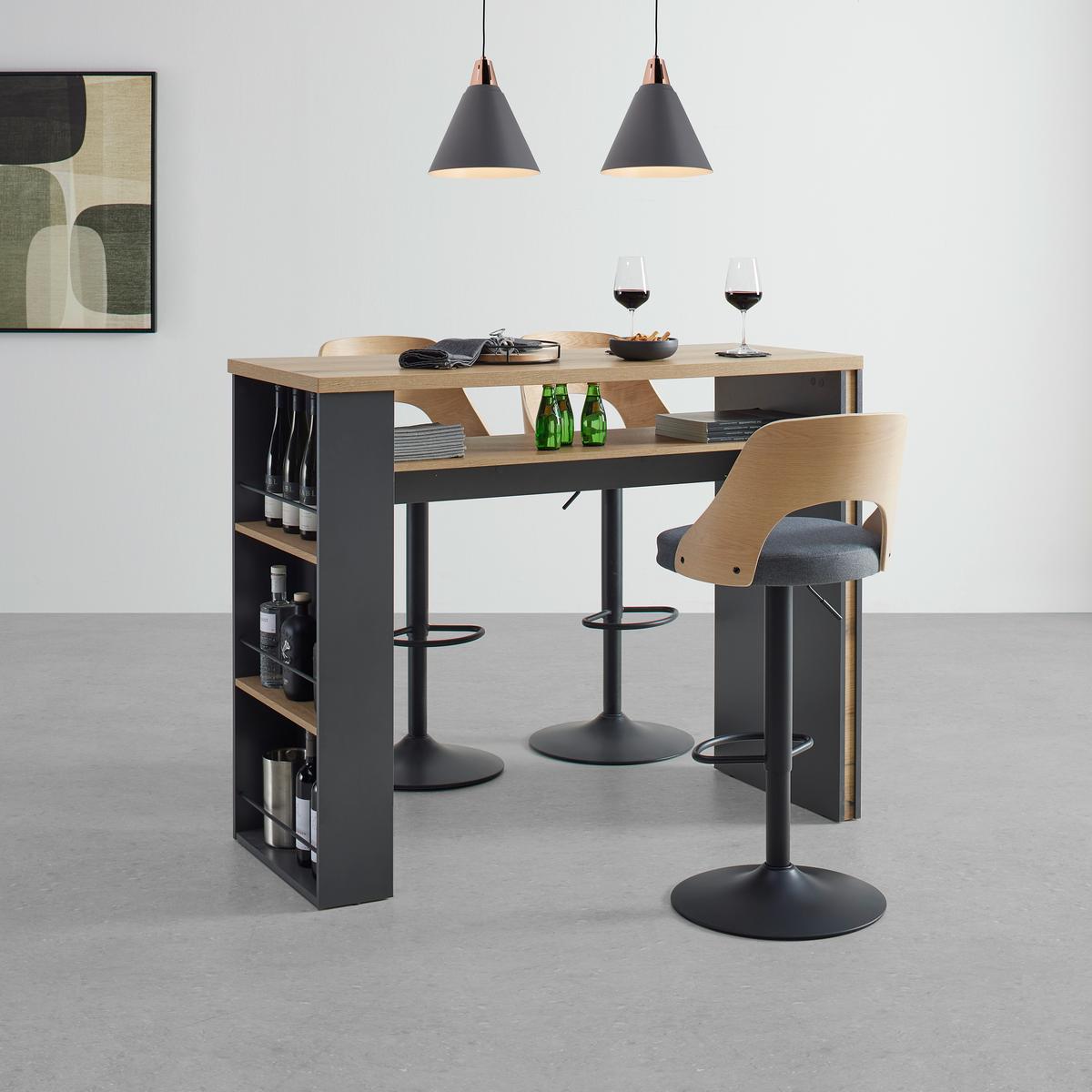 Barhocker in Dunkelgrau/Natur - Eichefarben/Dunkelgrau, Design, Holz/Textil (47/113/51cm) - Mömax