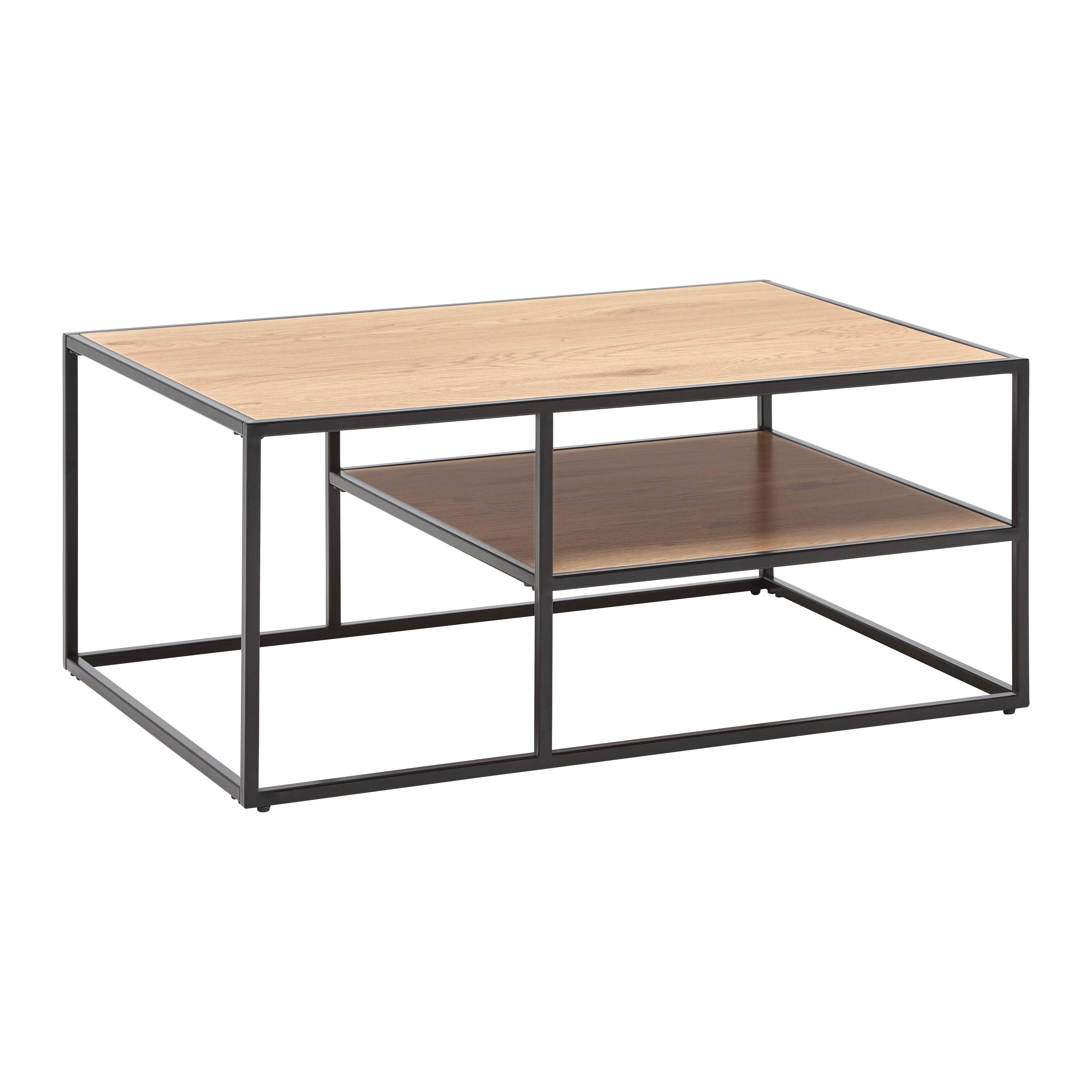 Klubska Miza Kenny - črna/barve hrasta, Moderno, kovina/leseni material (90/38/40cm) - Mömax