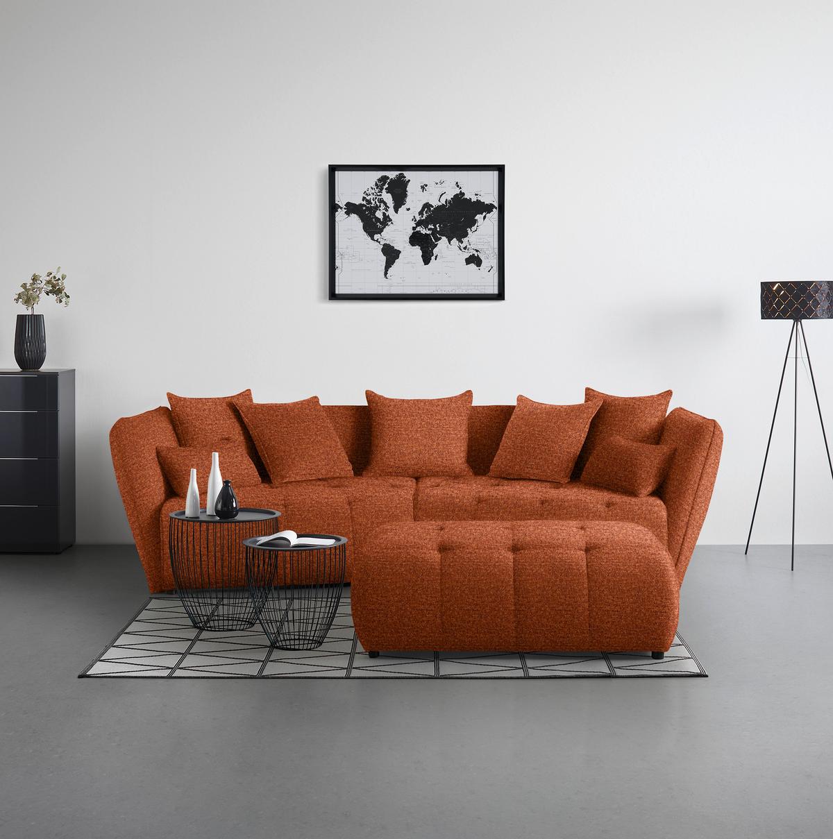 Tabure Sofi - boje hrđe/crna, Moderno, tekstil (128/48/70cm) - Premium Living