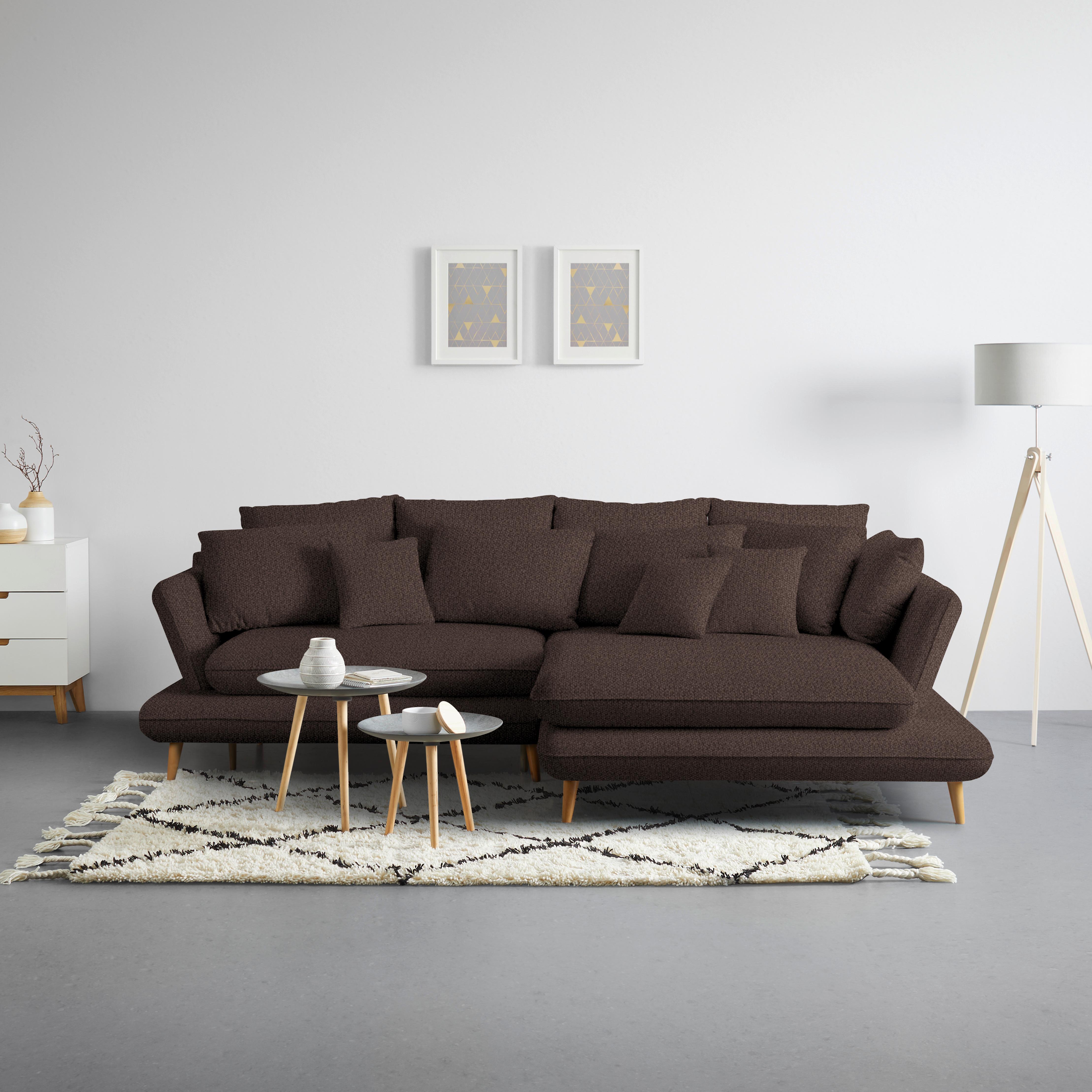 Kutna Garnitura Monte - tamno smeđa/prirodne boje, Romantično / ladanjski, tekstil/drvo (283/181cm) - Premium Living
