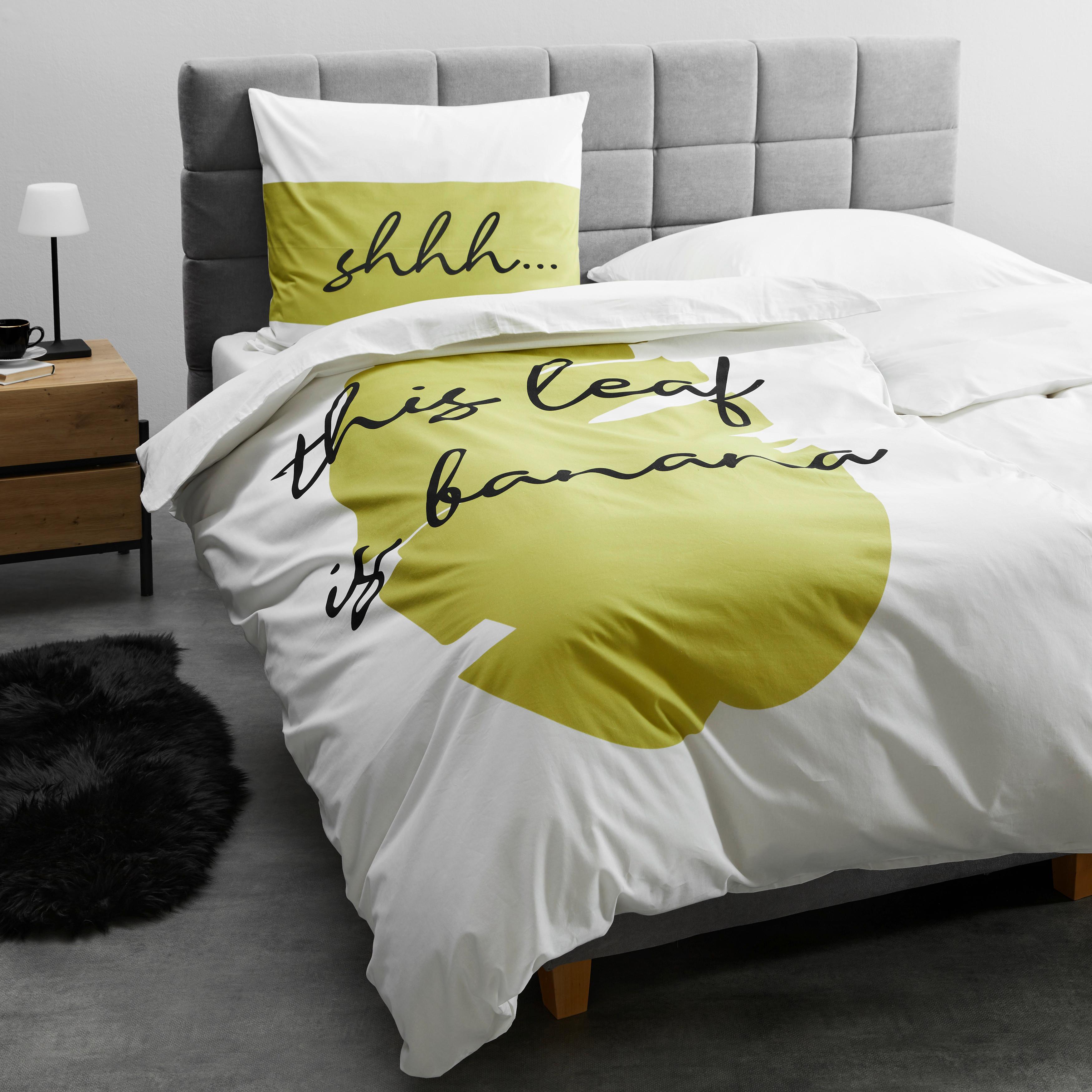 Ágyneműhuzat-garnitúra Kétodalas Oliveio - fehér/zöld, Lifestyle, textil (140/200cm) - Bessagi Home