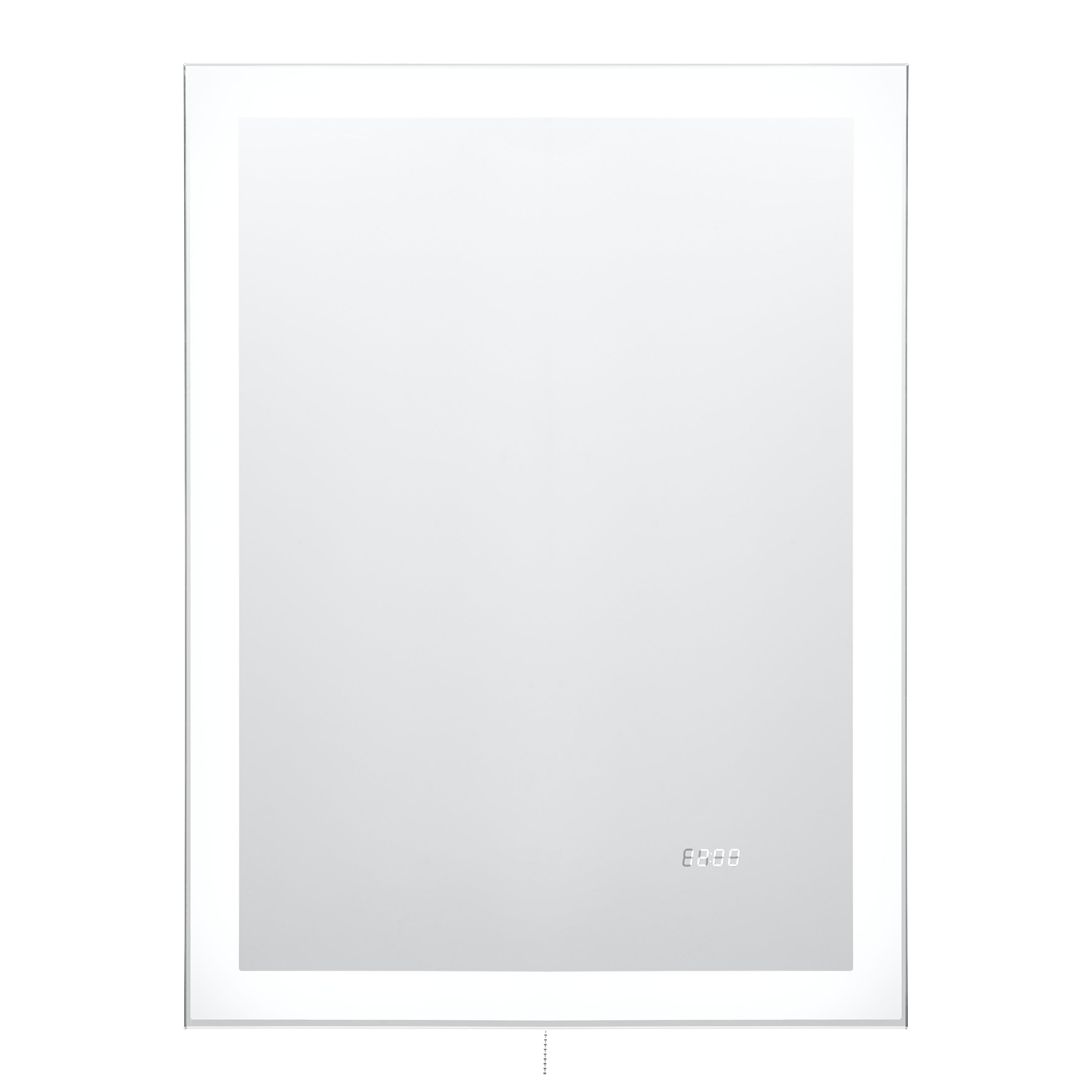 Wandspiegel in Grau inkl. LED 'Mirror Clock' - Silberfarben/Grau, Basics, Glas/Holzwerkstoff (60/80/3cm)