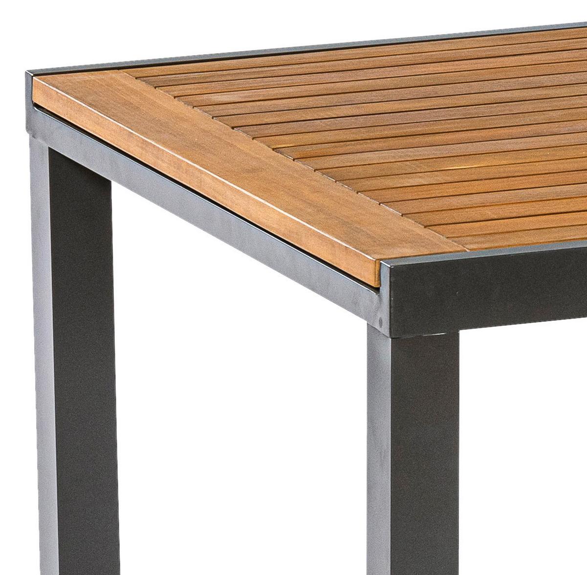Gartentisch Tilos Akaziefarben Echtholz ca. 150x90x75cm - Schwarz/Akaziefarben, KONVENTIONELL, Holz/Metall (150-200/90	90/75cm) - Gardenson