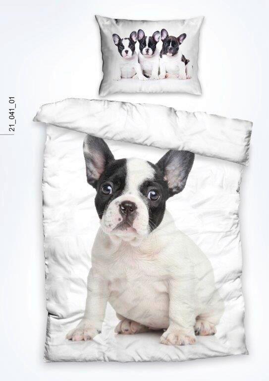 Ágyneműhuzat-garnitúra French Bulldog - fekete/fehér, Design, textil (140/200cm)