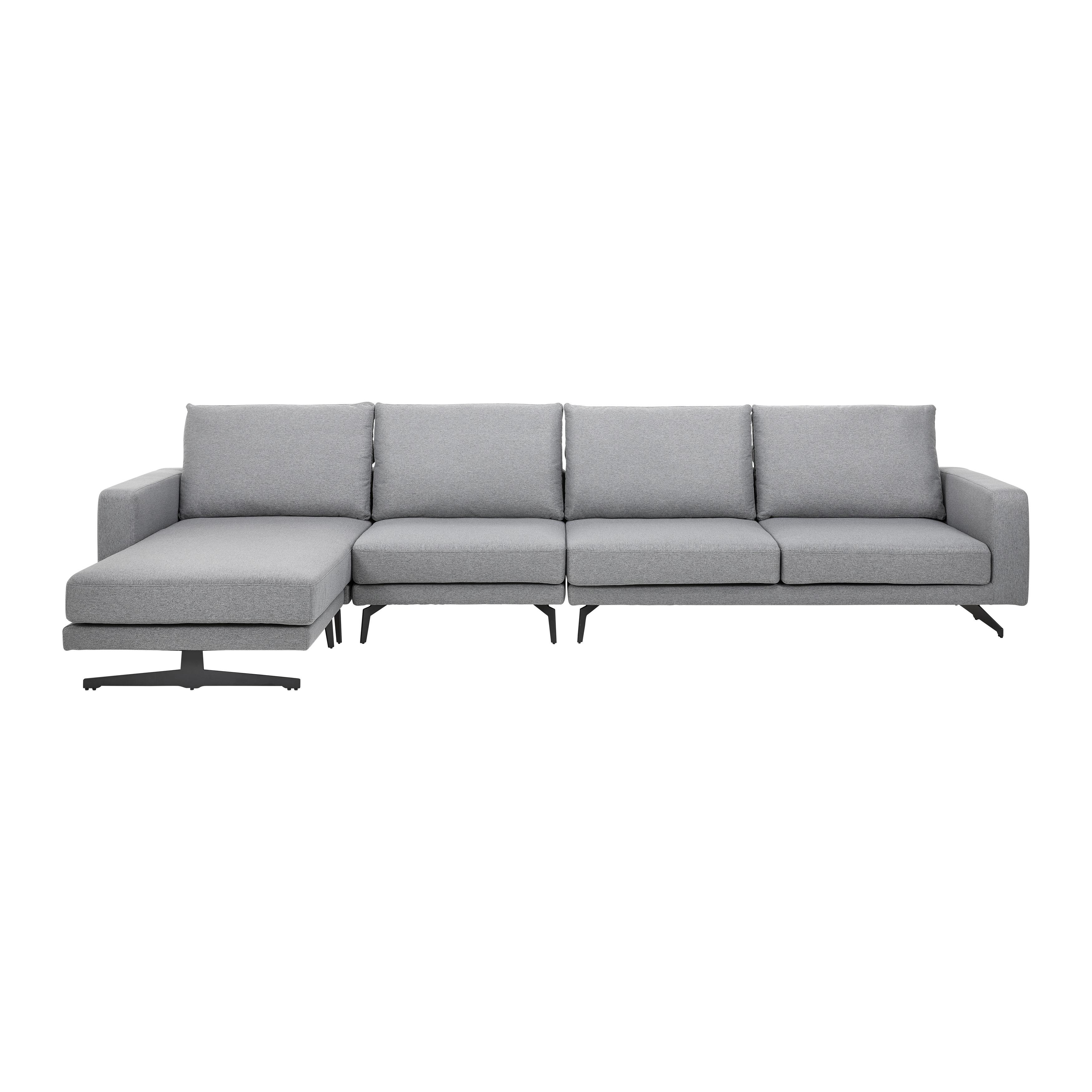 Ecksofa NAJA Dunkelgrau Metallfuss - Dunkelgrau/Schwarz, Modern, Holz/Textil (367/88/96cm) - Bessagi Home