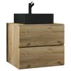 Kombiniran Umivalnik Lendas S, Medeni Hrast - črna/medeni hrast, Moderno, leseni material/keramika (61cm) - MID.YOU