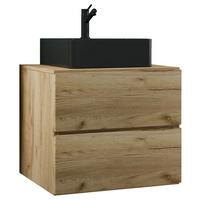 Kombiniran Umivalnik Lendas S, Medeni Hrast - črna/medeni hrast, Moderno, leseni material/keramika (61cm) - MID.YOU