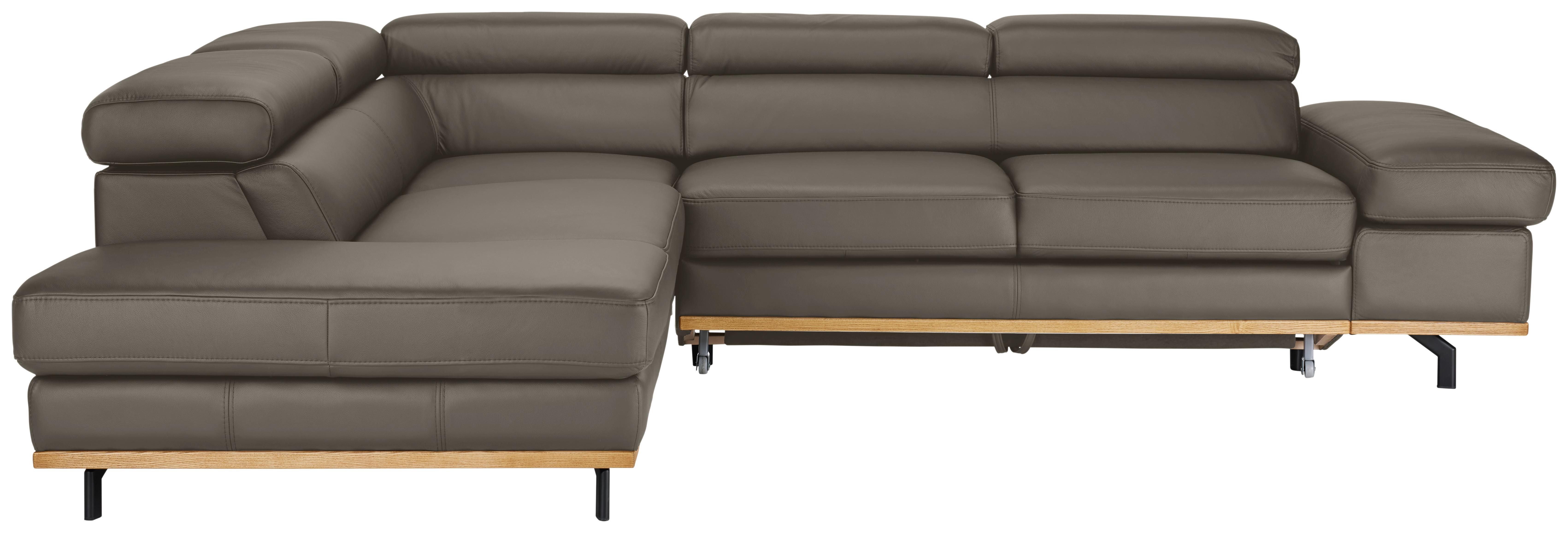 Wohnlandschaft Carmen rechts Dunkelgrau - Dunkelgrau/Schwarz, MODERN, Leder/Holz (292/72/226cm) - Premium Living