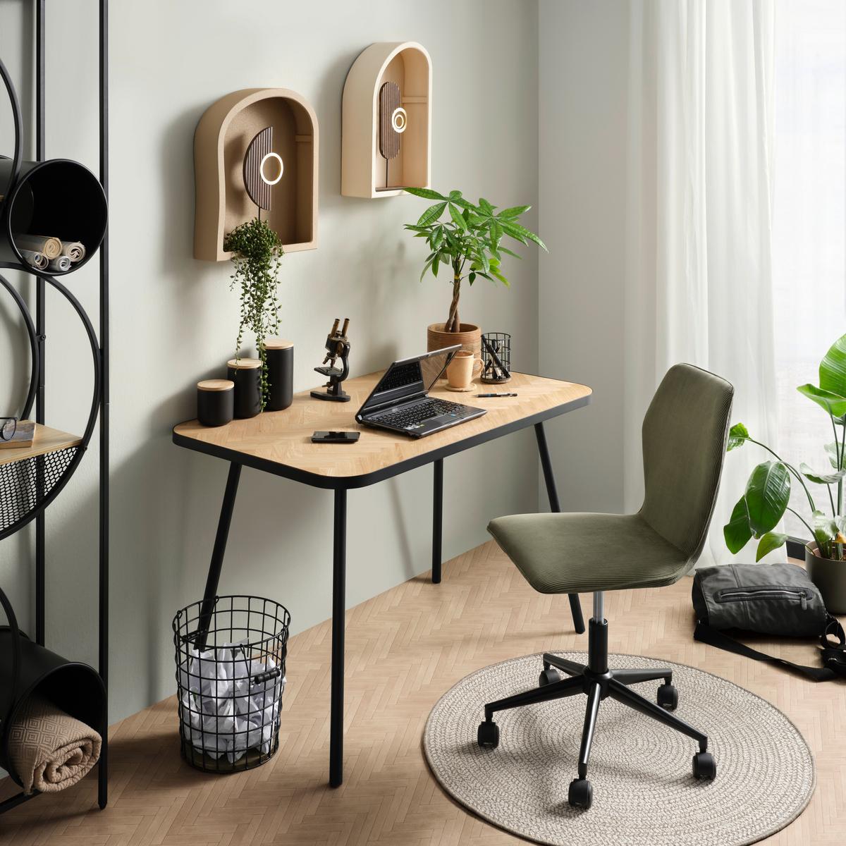 SCHREIBTISCH BRANDON -TREND- - Schwarz/Naturfarben, Modern, Holz/Holzwerkstoff (120/75/70cm) - Premium Living