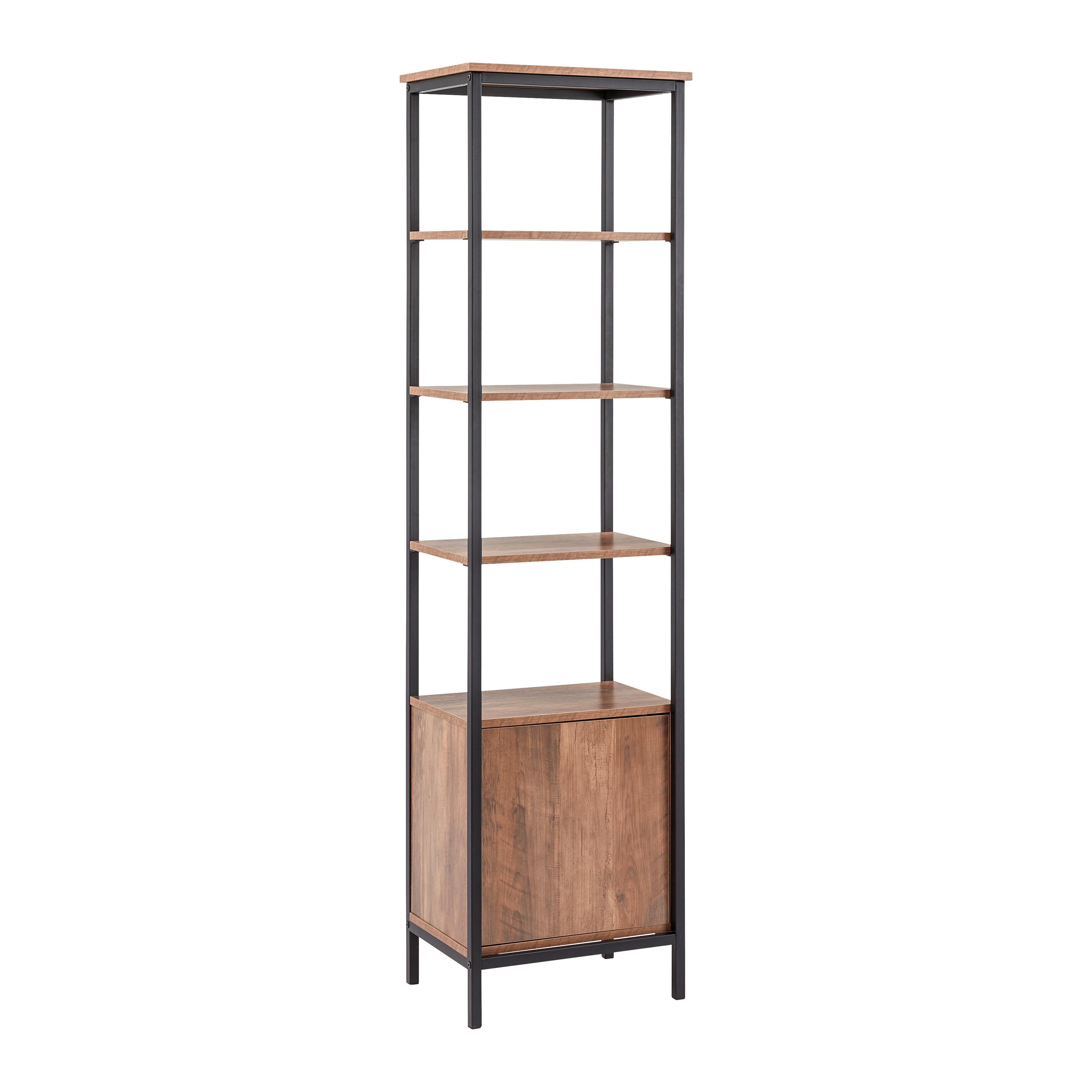 Hochschrank Dell Braun/Schwarz ca. 45x172x34 cm - Schwarz/Naturfarben, MODERN, Holzwerkstoff/Metall (45/172/34cm) - Bessagi Home