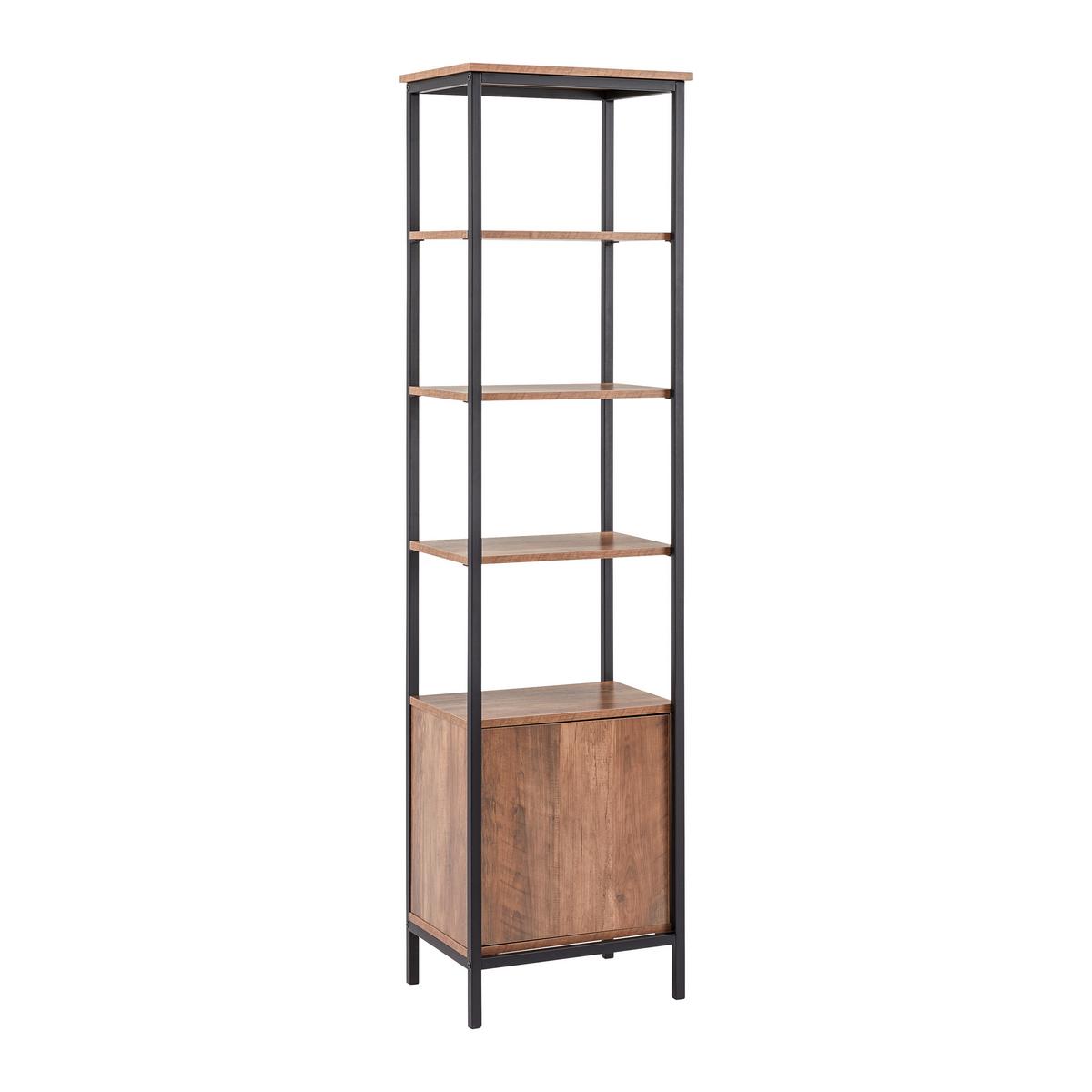 Hochschrank Dell Braun/Schwarz ca. 45x172x34 cm - Schwarz/Naturfarben, MODERN, Holzwerkstoff/Metall (45/172/34cm) - Bessagi Home