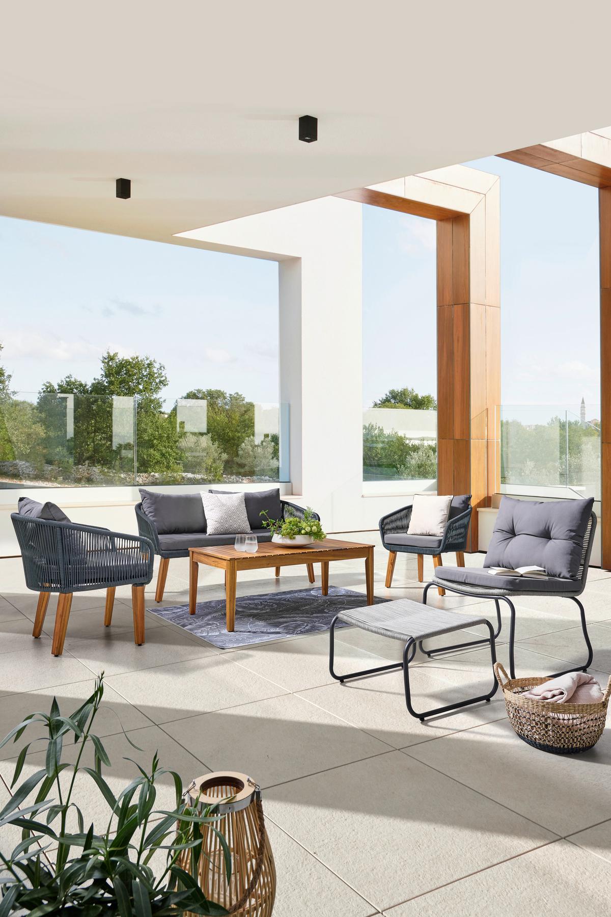 Lounge Garnitura Trendy, Barva Akacije, Antracit - temno siva/antracit, Moderno, kovina/les (160/75/70cm)