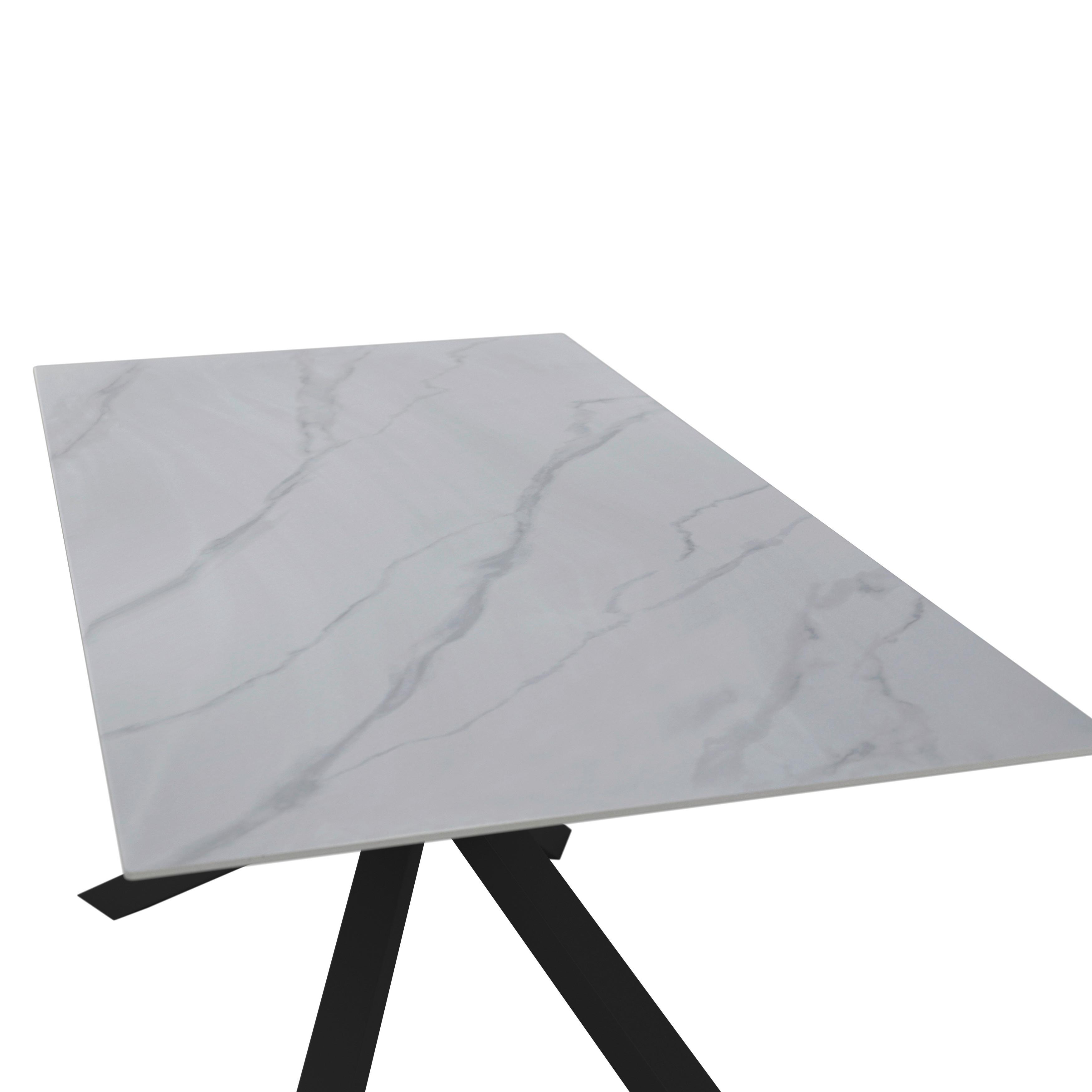 MATBORD LIVAN - vit/svart, Modern, metall/sten (180/90/76cm) - Bessagi Home