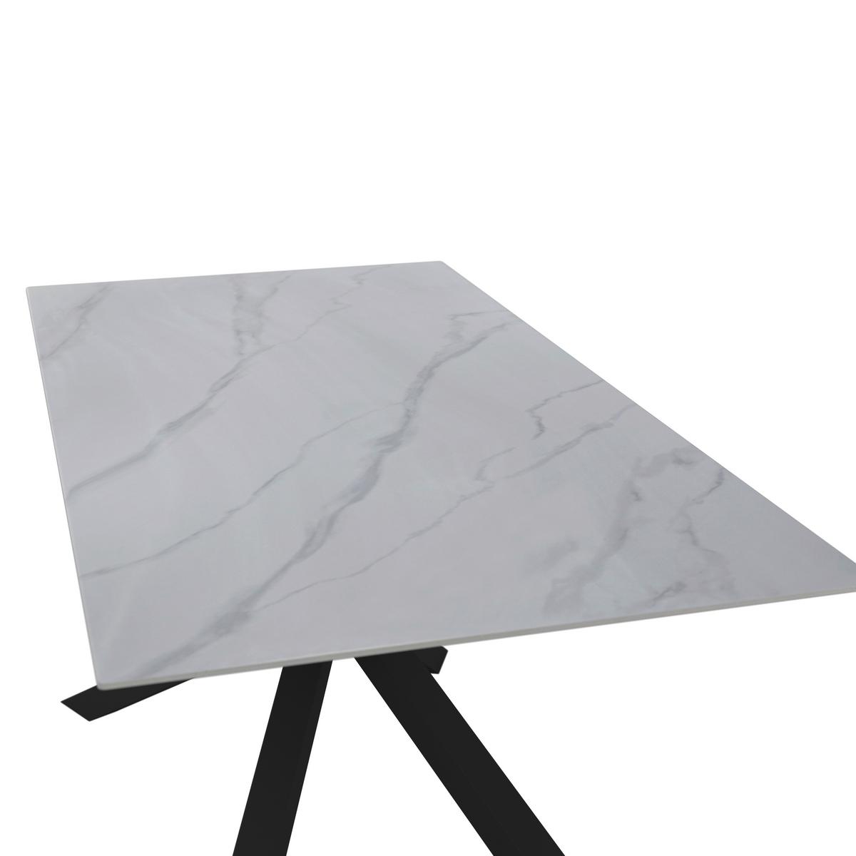 Jedilna Miza Livan, Bela, 180x90 - črna/bela, Moderno, kamen/kovina (180/76/90cm) - Bessagi Home