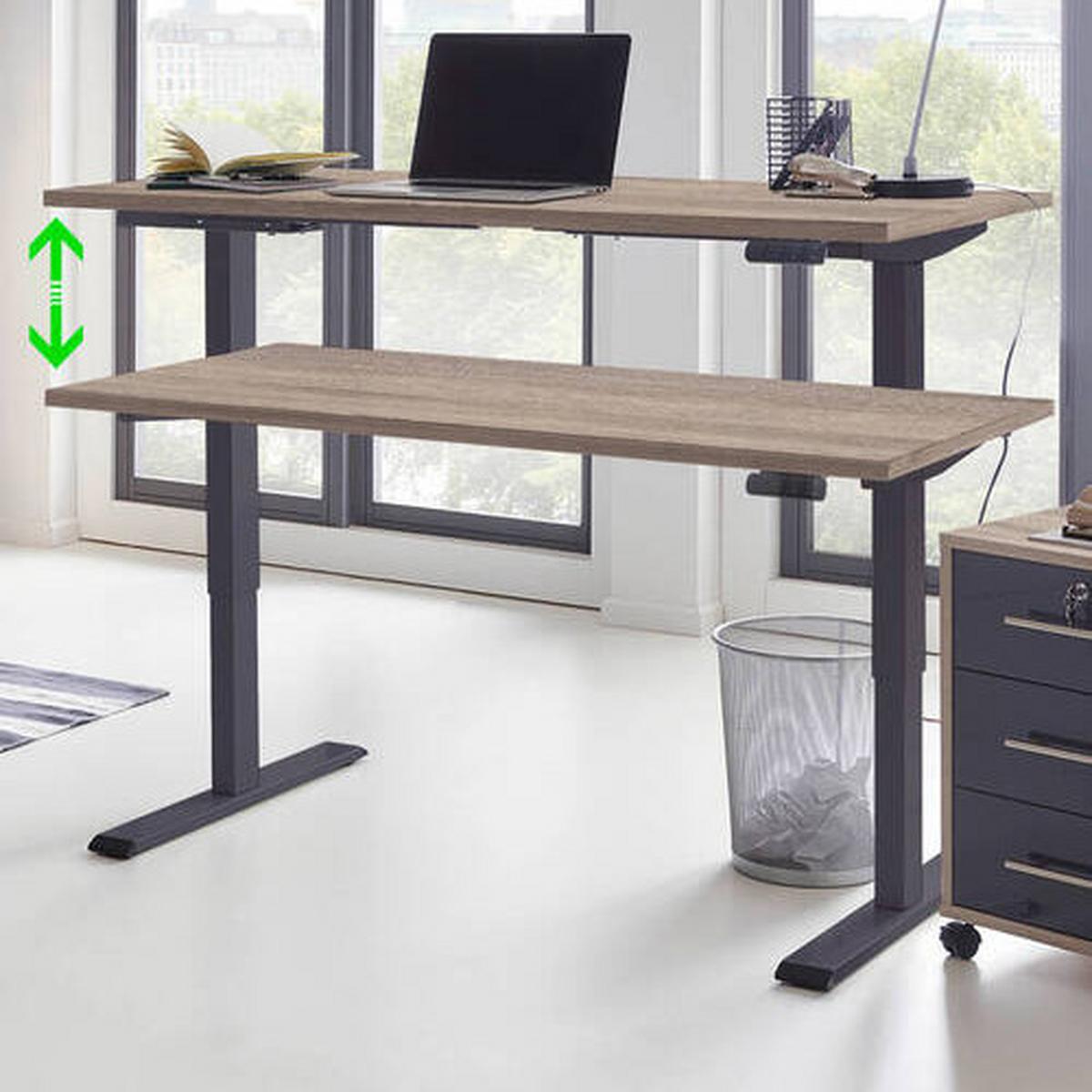 Schreibtisch Office Edition Anthrazit/Sonoma Eiche - Anthrazit/Sonoma Eiche, MODERN, Holzwerkstoff/Metall (138/67/69-119cm) - MID.YOU