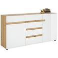 Sideboard in Weiß Hochglanz - Eichefarben/Weiß, MODERN, Holzwerkstoff/Kunststoff (164/87/42cm) - Mömax modern living Sideboard in Weiß Hochglanz - Eichefarben/Weiß, MODERN, Holzwerkstoff/Kunststoff (164/87/42cm) - Mömax modern living