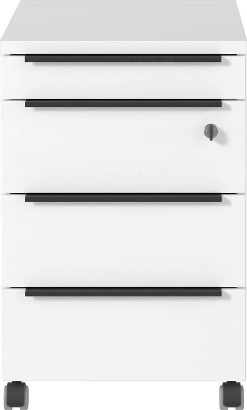 Rollcontainer Ribera Weiß - Schwarz/Weiß, MODERN, Holzwerkstoff/Kunststoff (42/63/60cm) - Premium Living