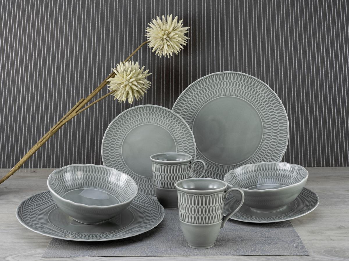 Kombiservice Sofia Stone in Grau, 8-teilig - Grau, Trend, Keramik (39,5/43/37cm) - Creatable
