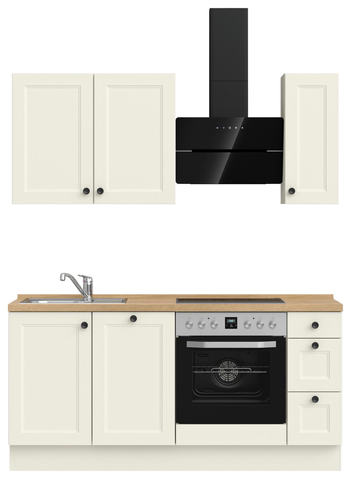 Küchenblock Cascada High m. Geräten Weiß - Eichefarben/Schwarz, MODERN, Holzwerkstoff/Metall (180cm) - Nobilia