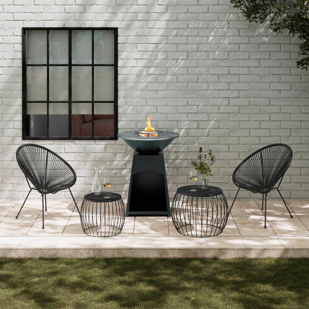 Holzkohlegrill Säule 2 Schwarz/Chrom/Edelstahlfarben - Chromfarben/Edelstahlfarben, MODERN, Metall (80/80/96cm) - Mömax