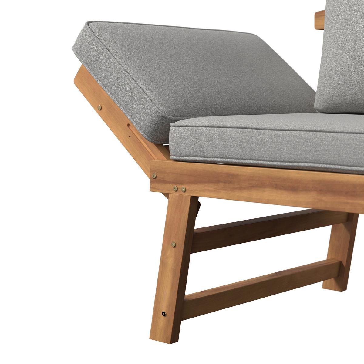 Bancă Pia - gri/culoare lemn acacia, Modern, lemn/textil (190/75/68cm) - Bessagi Garden