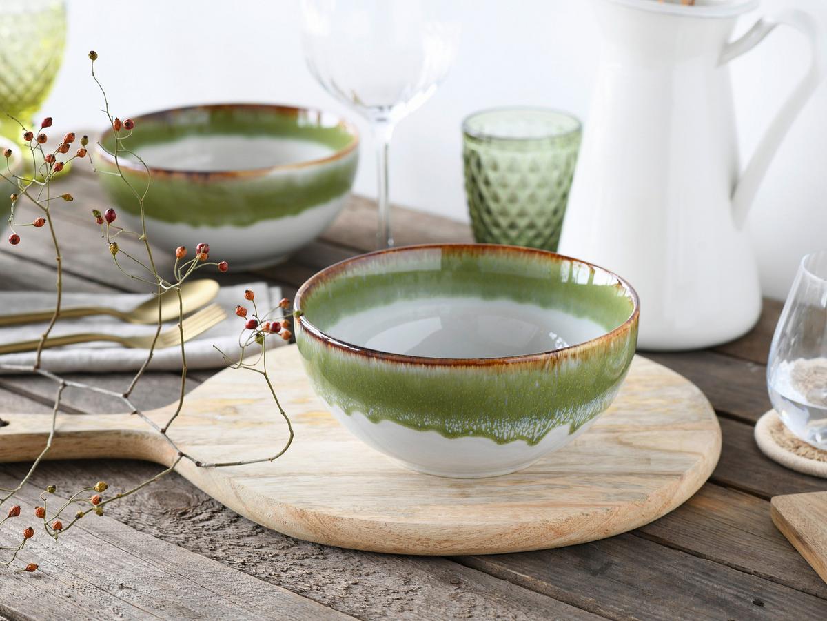 Set Posod Cascade Green, 4-Delni - zelena/bela, Design, keramika (17,5cm) - Creatable