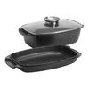 STEKGRYTA BLACK LINE - klar/svart, Klassisk, metall/glas (32/10/20cm) - Gourmesto