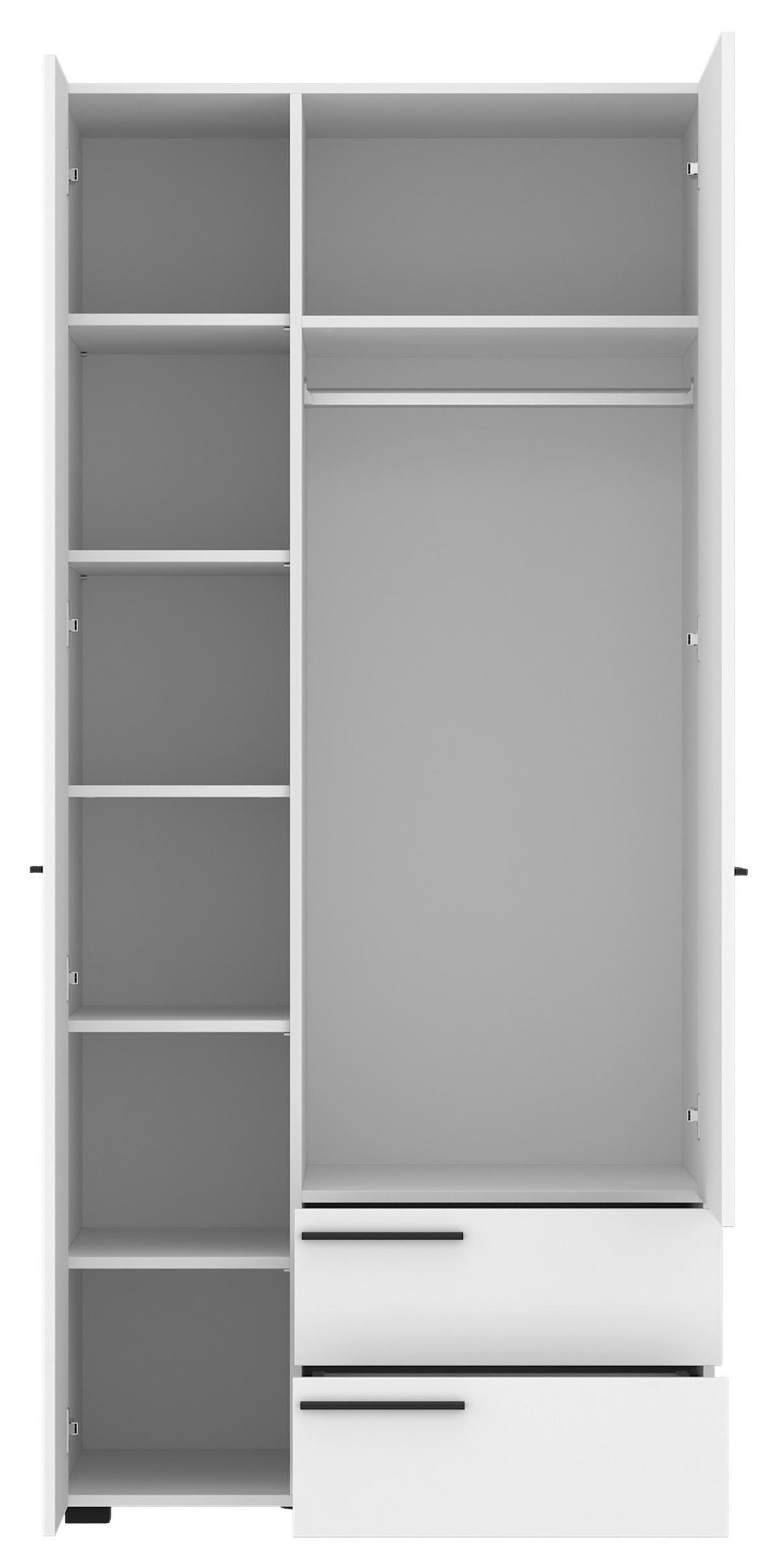 Ormar S Klasičnim Vratima Marlow - bijela/crna, Moderno, drvni materijal/plastika (90/194,9/59,6cm) - Modern Living