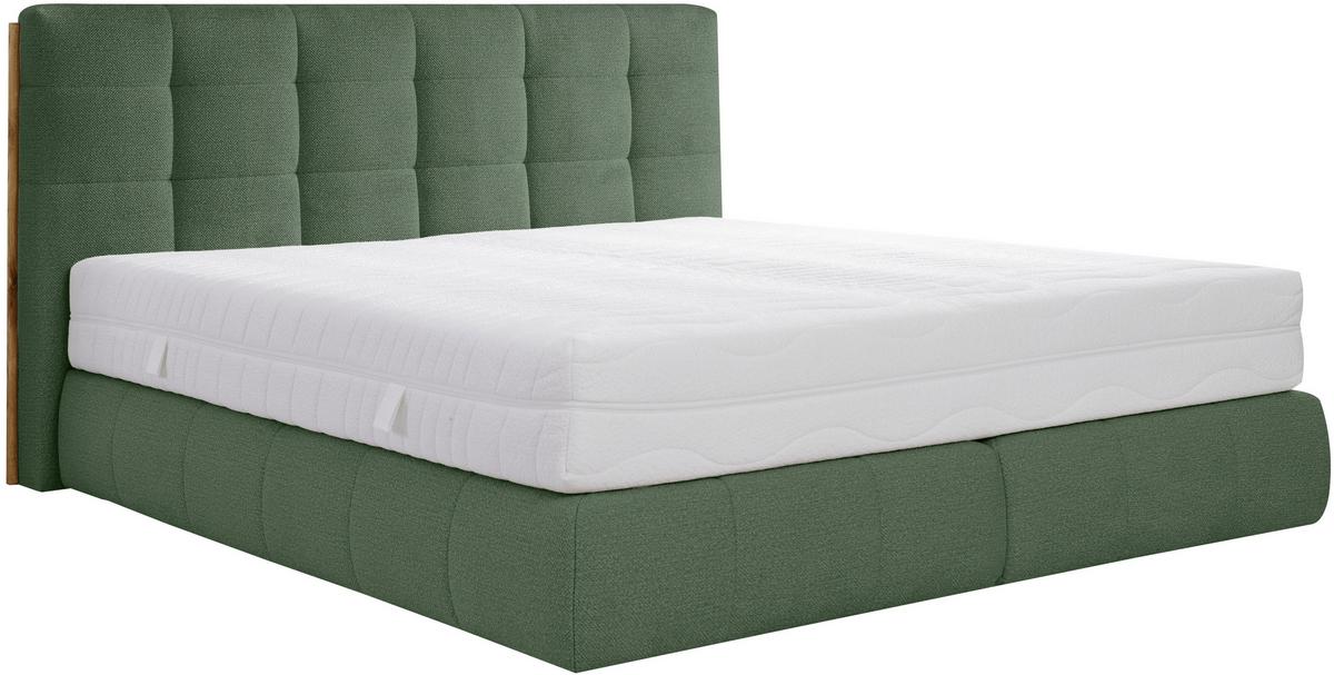 Boxspringbett Lavenito Grün ca. 160x200cm - Schwarz/Grün, KONVENTIONELL, Textil (160/200cm) - Premium Living