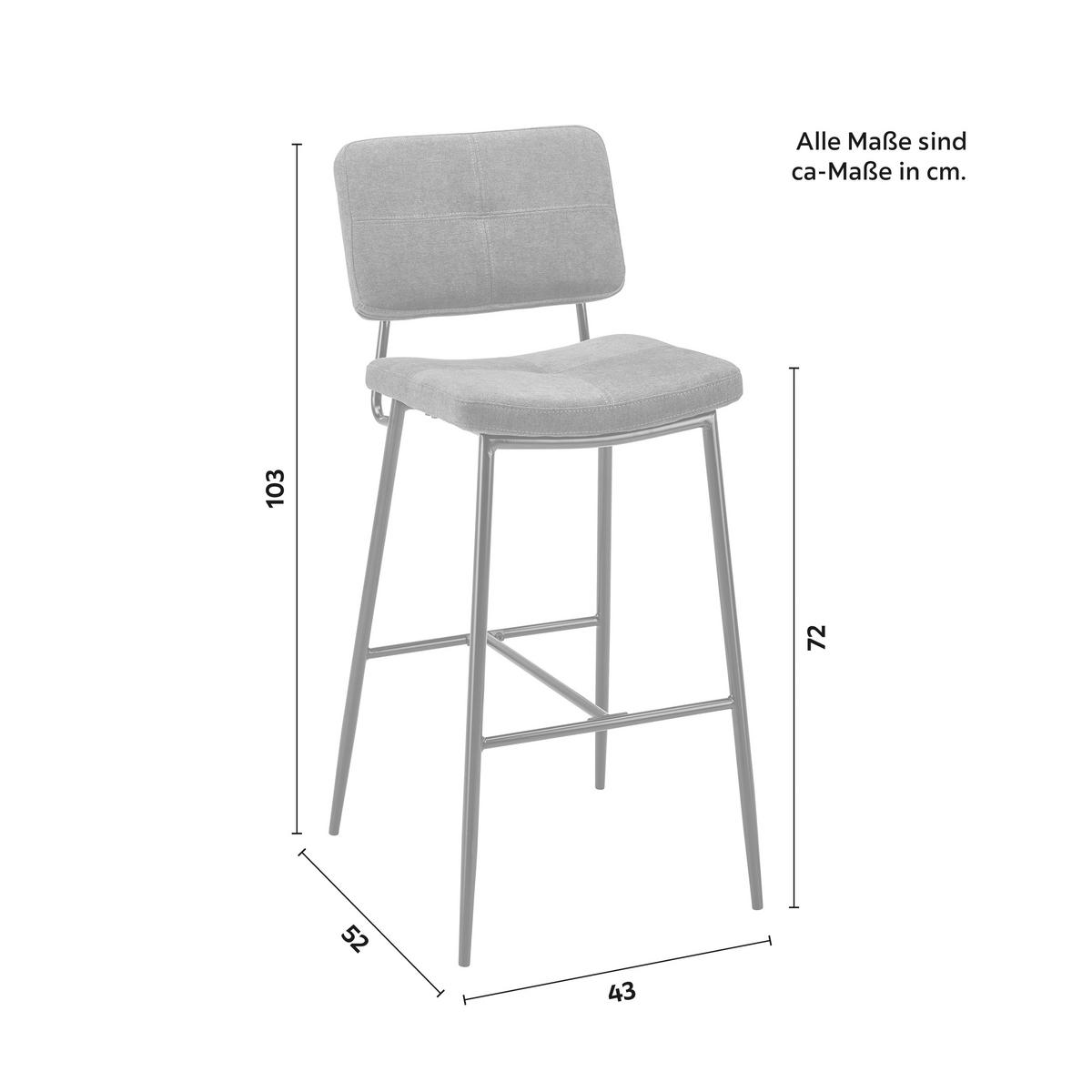 Barhocker Neta Dunkelgrau Webstoff Gepolstert - Dunkelgrau/Schwarz, MODERN, Holz/Textil (45/103/52cm) - Bessagi Home