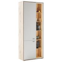 Vitrine Santerno Weiß/Eichefarben - Eichefarben/Weiß, KONVENTIONELL, Holzwerkstoff/Metall (78/197/37cm) - Mömax