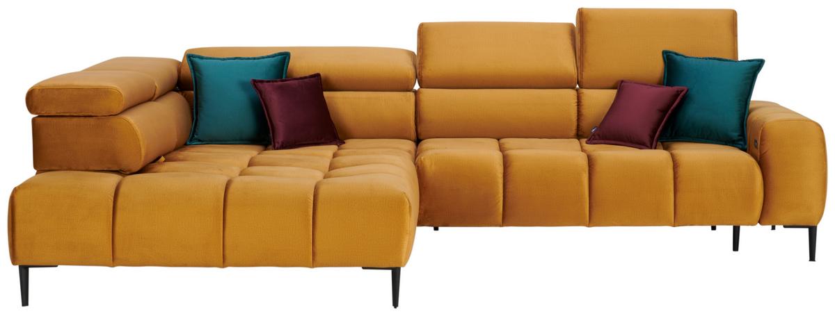 Kutna Garnitura Imperia - curry žuta/crna, Design, tekstil/metal (216/300cm) - Modern Living