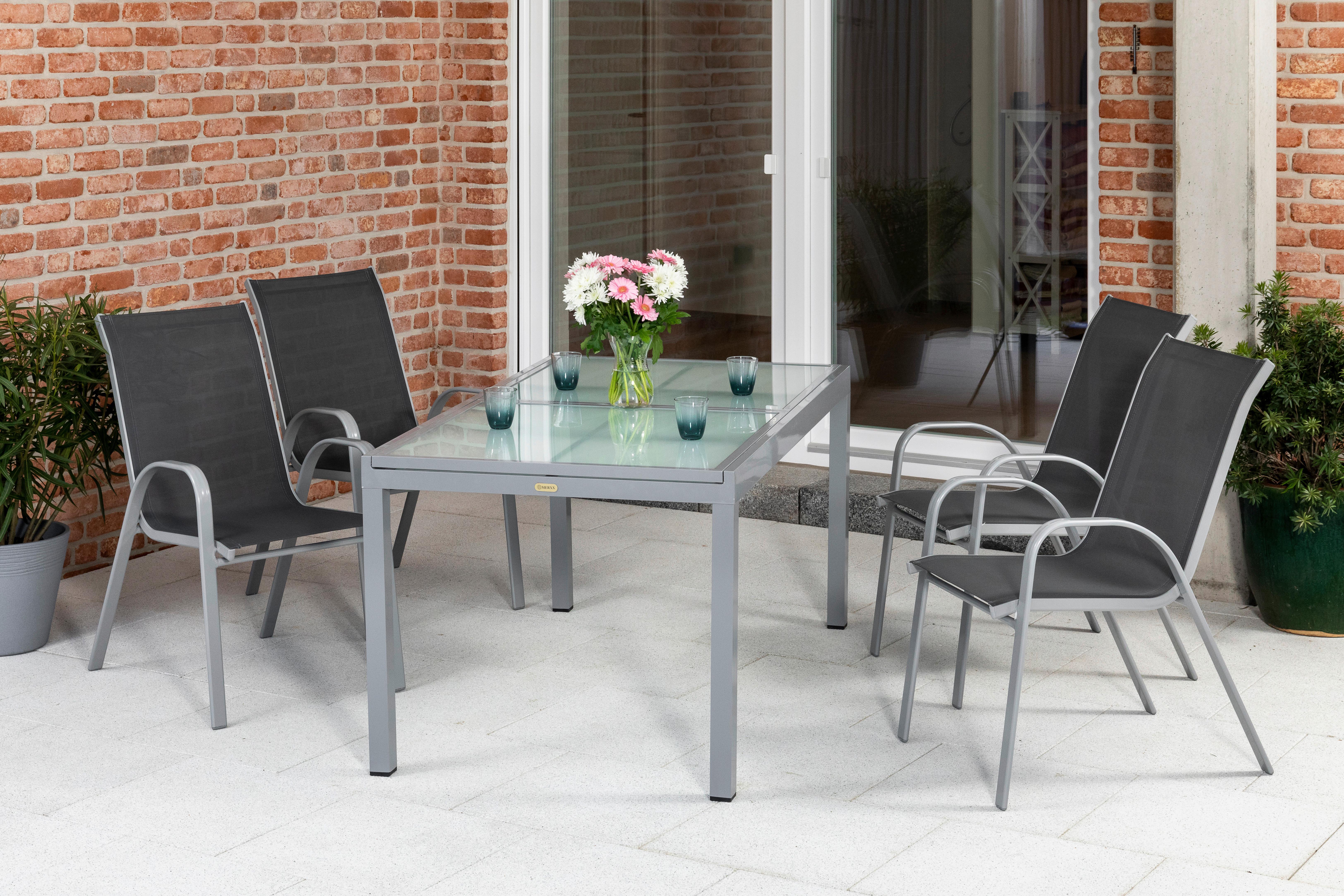 GARTENSET SORRENTO - Anthrazit/Silberfarben, MODERN, Textil/Metall - Gardenson
