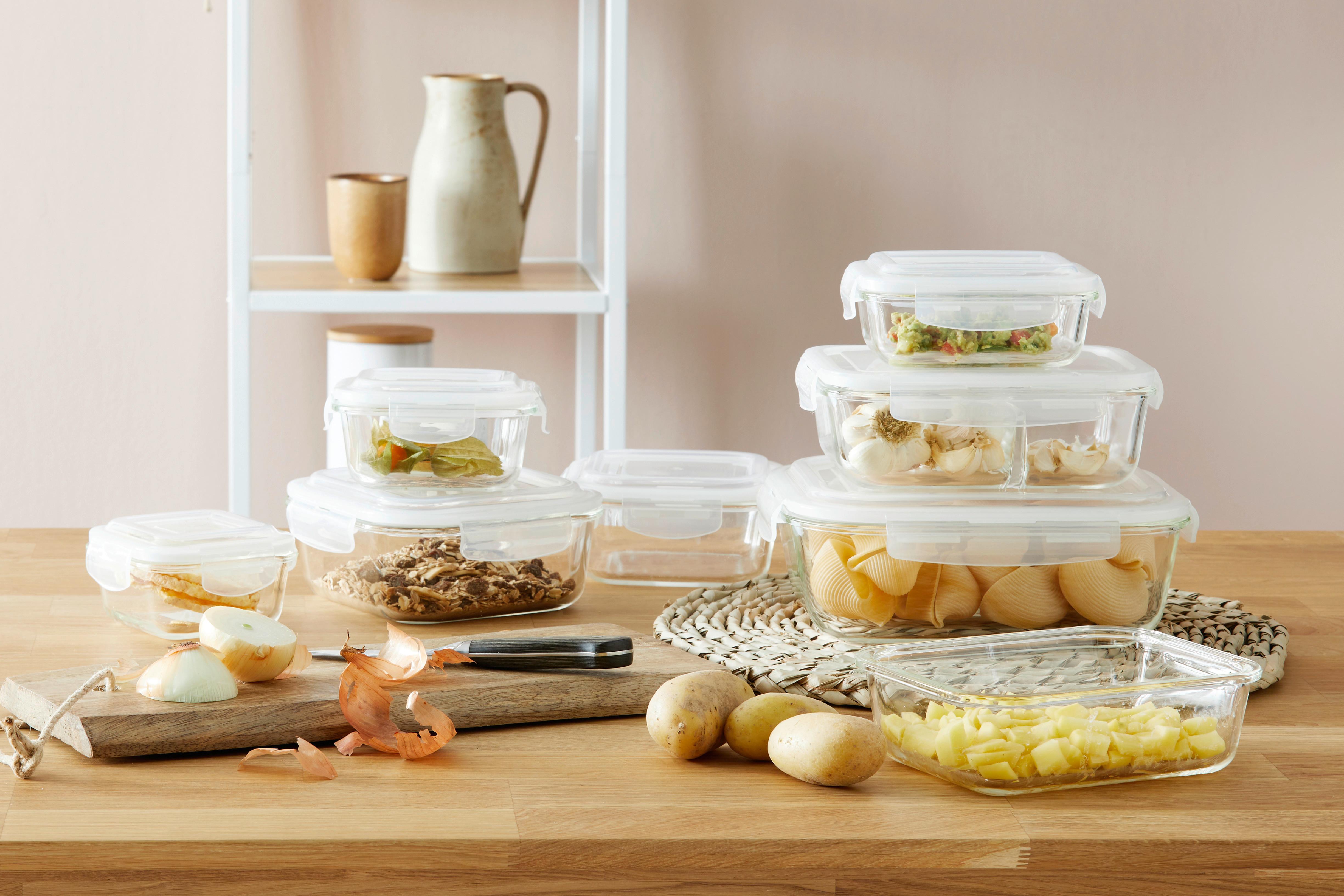 MATBEHÅLLARE FRESH - 0,85L - klar, glas/plast (20,6/15,8/7,5cm) - Mömax