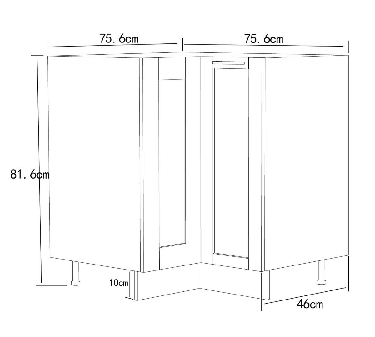 ECKUNTERSCHRANK COLURA - Weiss/Anthrazit, Trend, Holzwerkstoff/Kunststoff (76/82/76cm) - MID.YOU