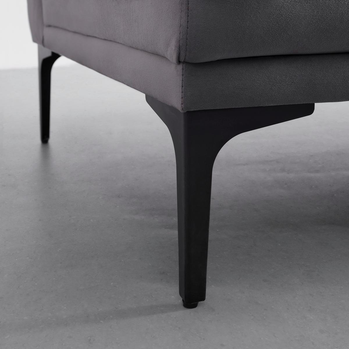 Sofa Tessa Dunkelgrau Samt - Dunkelgrau/Schwarz, MODERN, Textil/Metall (180,5/82,5/88,5cm) - Bessagi Home