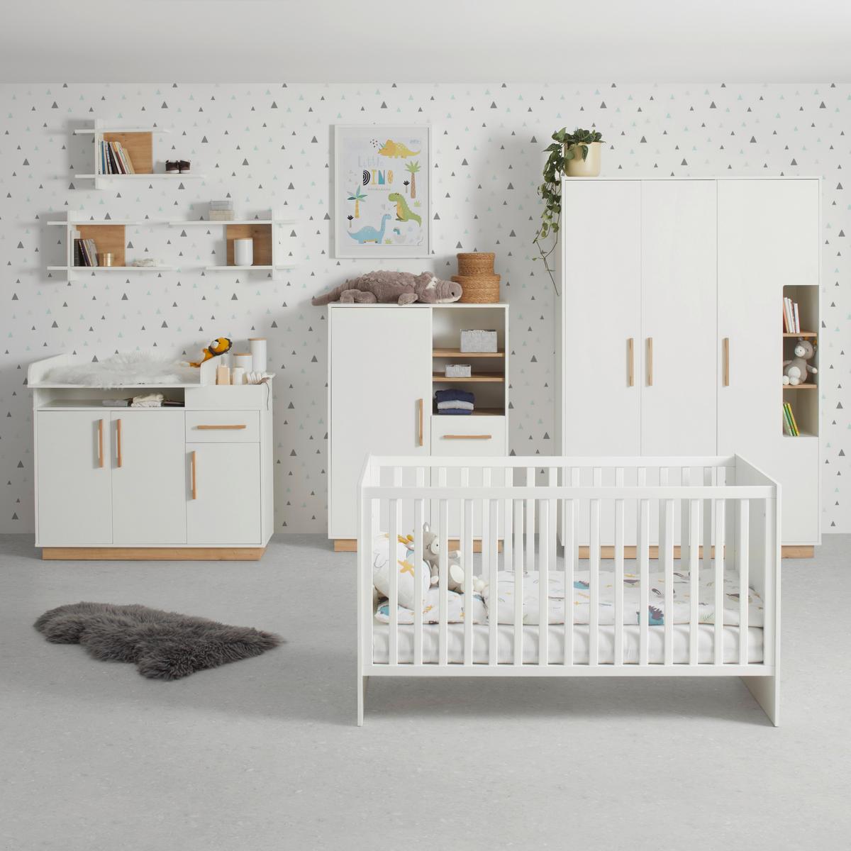 Kleiderschrank Luna White Weiss/Eiche ca. 131x194x55cm - Weiss/Eiche Artisan, Konventionell, Holz/Holzwerkstoff (131/194/55cm) - Roba