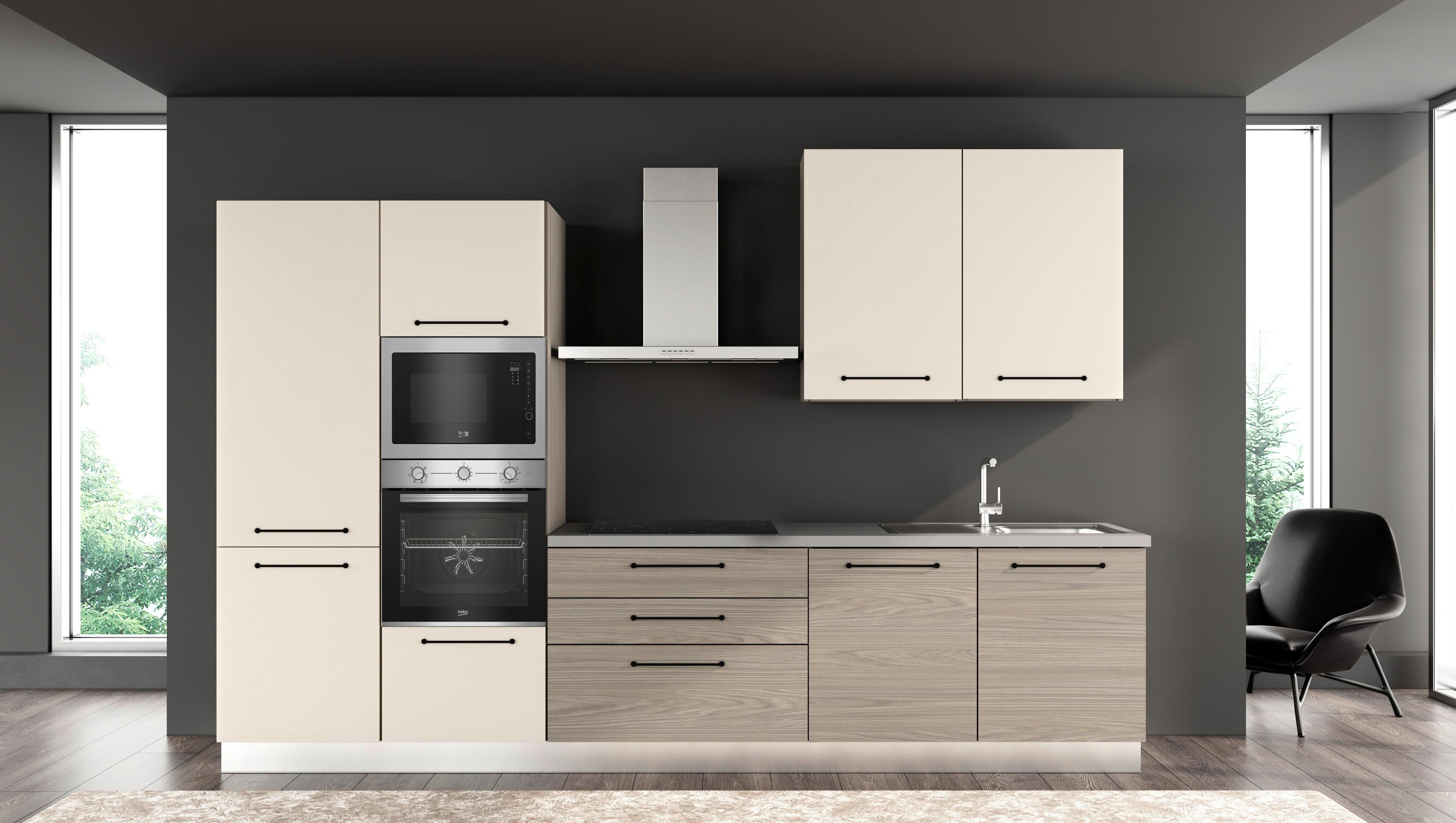 Blok Kuhinja S Aparatima Line 330 - siva/hrast sivi, Konvencionalno, drvo/metal (330/216-240/60cm) - Mömax