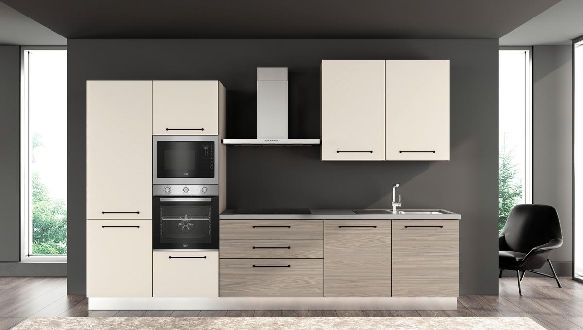 Blok Kuhinja S Aparatima Line 330 - siva/hrast sivi, Konvencionalno, drvo/metal (330/216-240/60cm) - Mömax