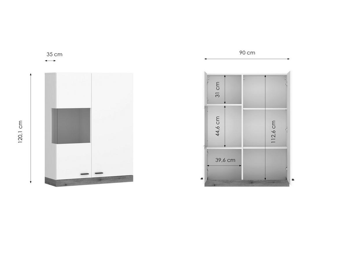 Hängevitrine Kiro Weiß/Eichefarben - MODERN, Glas/Holzwerkstoff (90/120/35cm) - Mömax