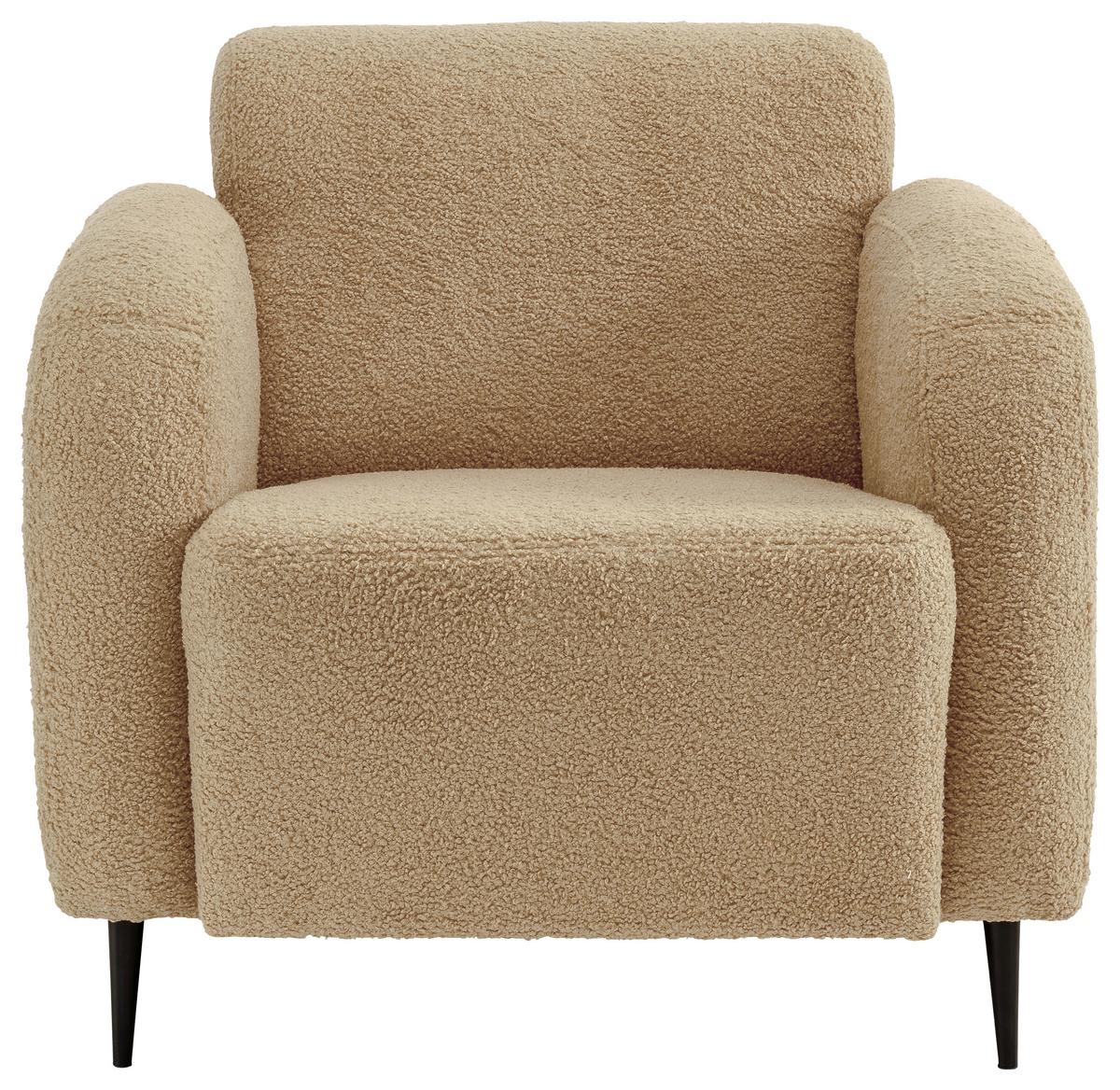 Sessel Marone Creme Teddystoff - Creme/Schwarz, MODERN, Textil/Metall (85/76/90cm) - Livetastic