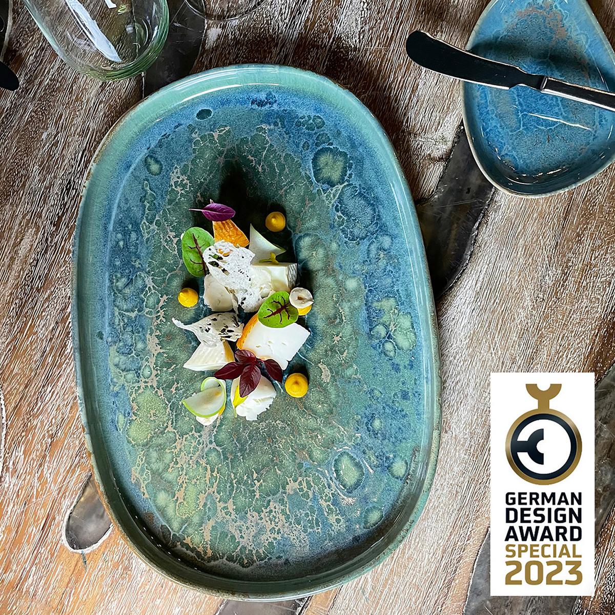 Set Pladnjev Za Serviranje Yuki, 2-Delni - modra/zelena, Basics, keramika - Creatable