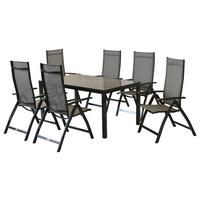 GARTENSET VICENZA - Graphitfarben/Braun, MODERN, Textil/Metall - Gardenson