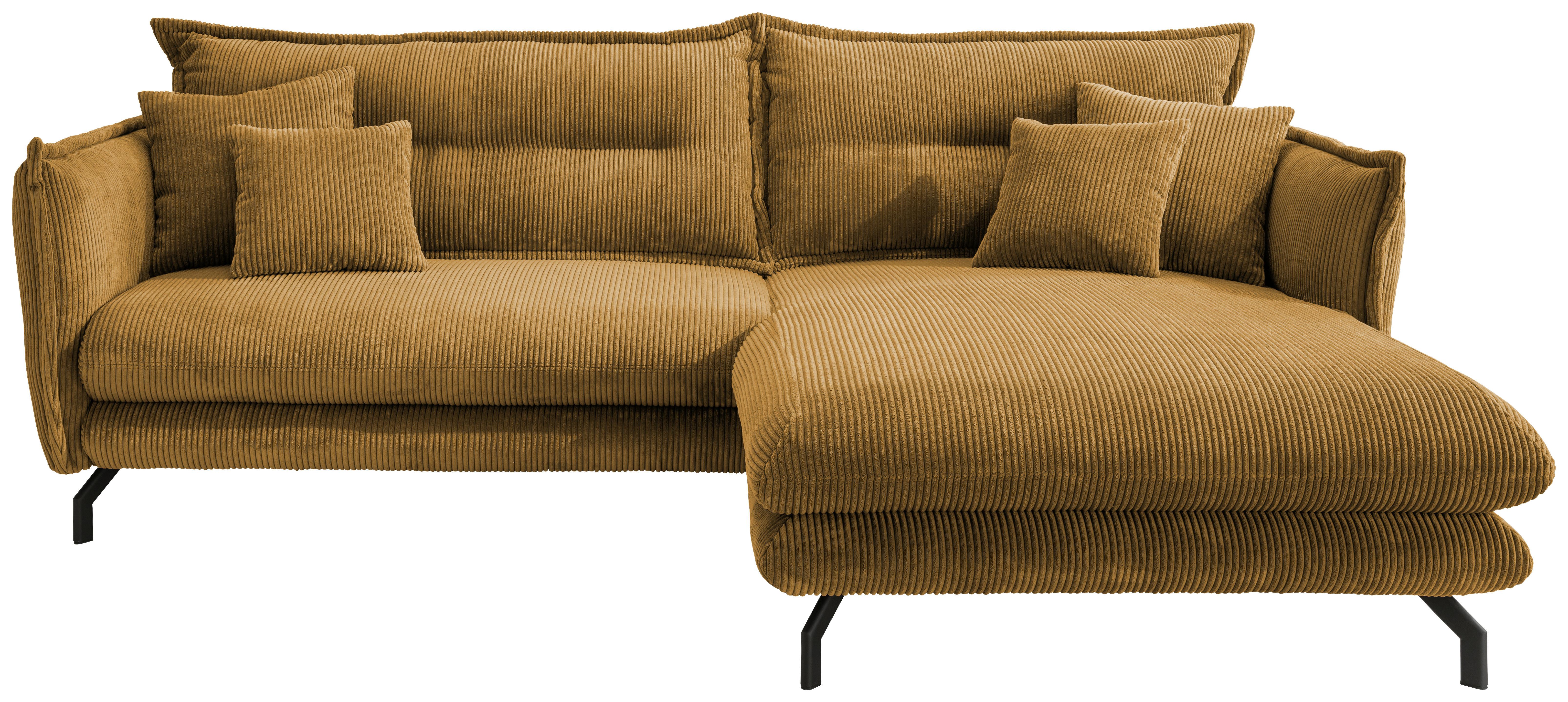 Wohnlandschaft Lava Goldfarben Cord - Goldfarben/Schwarz, MODERN, Textil/Metall (255/180cm) - Livetastic
