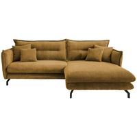 Wohnlandschaft Lava Goldfarben Cord - Goldfarben/Schwarz, MODERN, Textil/Metall (255/180cm) - Livetastic