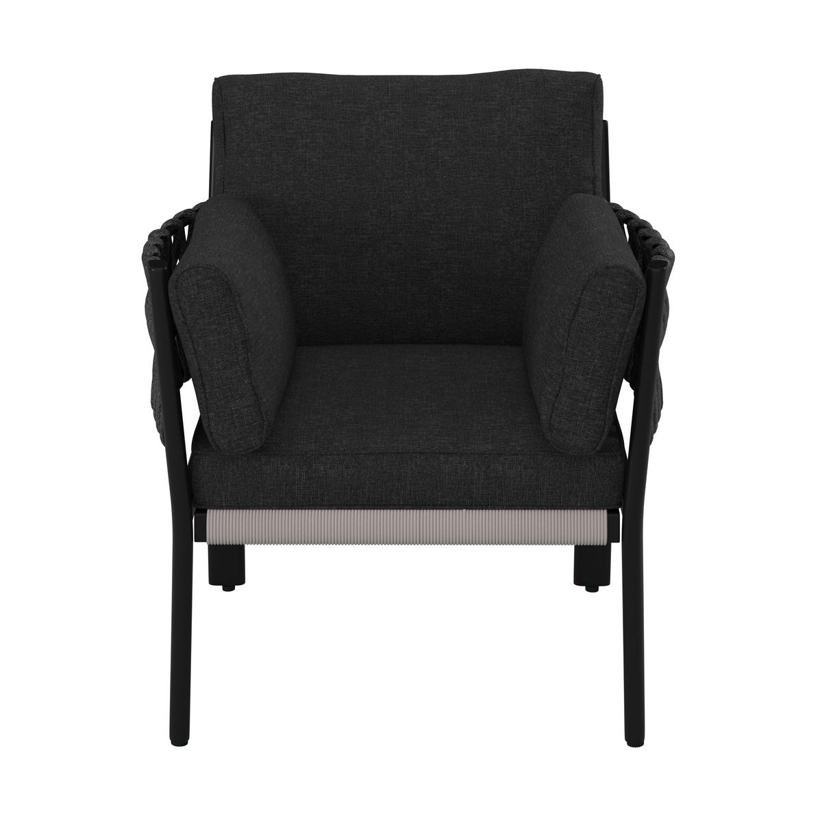 SALON DE JARDIN REPAS ELISA - Schwarz/Grau, Modern, Kunststoff/Textil (238/74/75cm) - Bessagi Garden