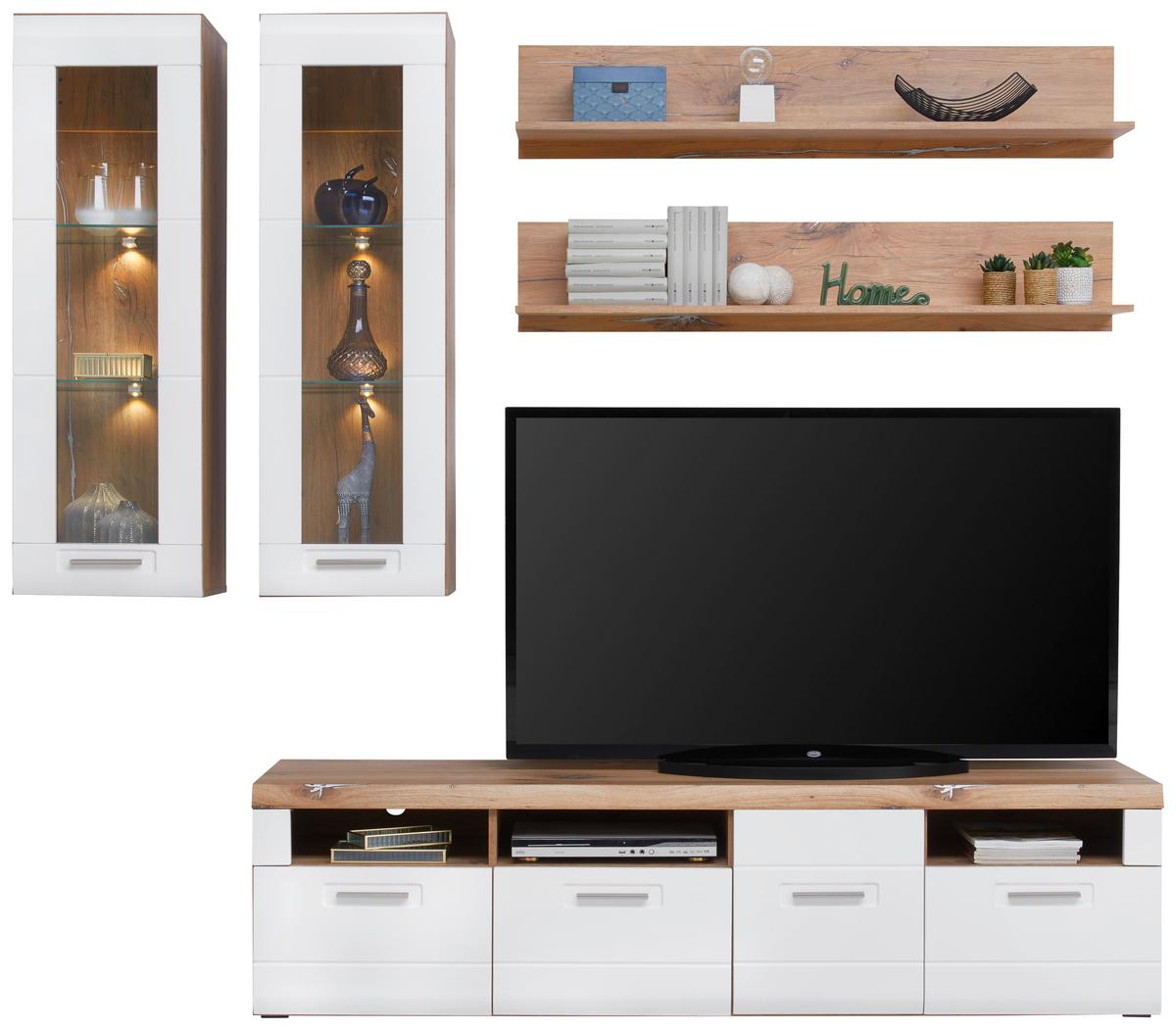 Viseća Vitrina Auris - bijela, Moderno, staklo/drvni materijal (40,3/123,4/37,1cm) - Modern Living